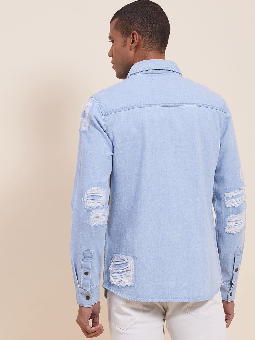 H&M Distressed Denim Shirt Western Style Size EU 36 | eBay